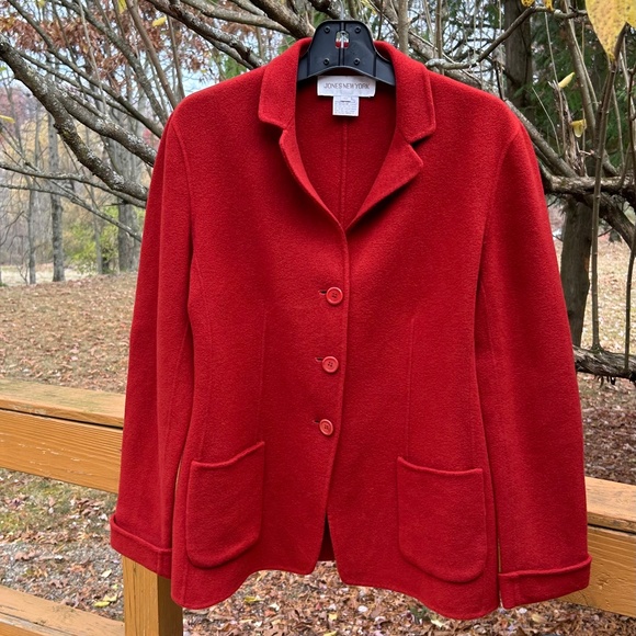 Jones New York Brick Red Wool Blazer, Size 12 - Picture 5 of 16